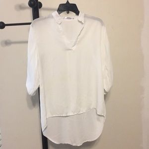 White 3/4 sleeve sheer top